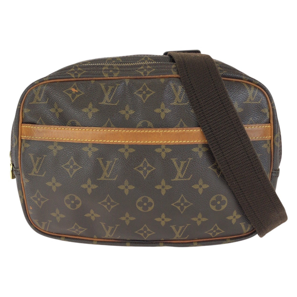 LOUIS VUITTON ルイヴィトン モノグラム リポーターPM ブラウン ゴールド金具 PVC / レザー M45254 ショルダーバッグ レディース B45
