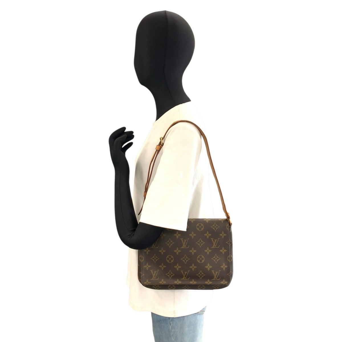 LOUIS VUITTON ルイヴィトン モノグラム ミュゼットタンゴ ブラウン ゴールド金具 PVC / レザー M51257 ショルダーバッグ レディース AB53