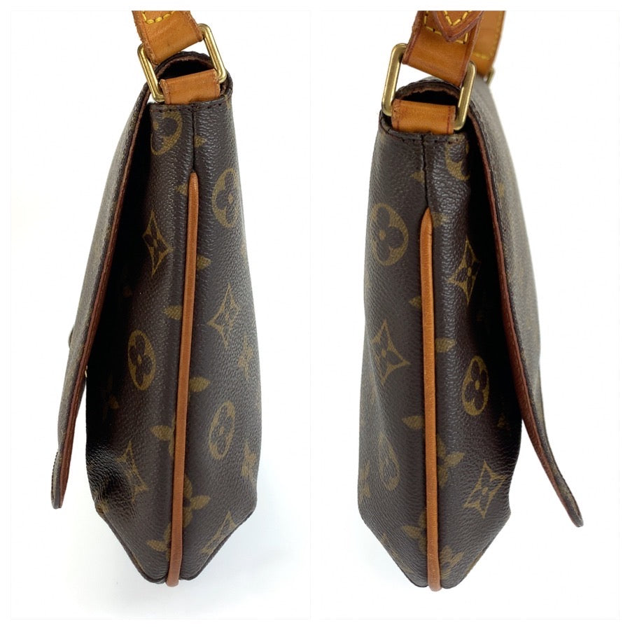 LOUIS VUITTON ルイヴィトン モノグラム ミュゼットタンゴ ブラウン ゴールド金具 PVC / レザー M51257 ショルダーバッグ レディース AB53