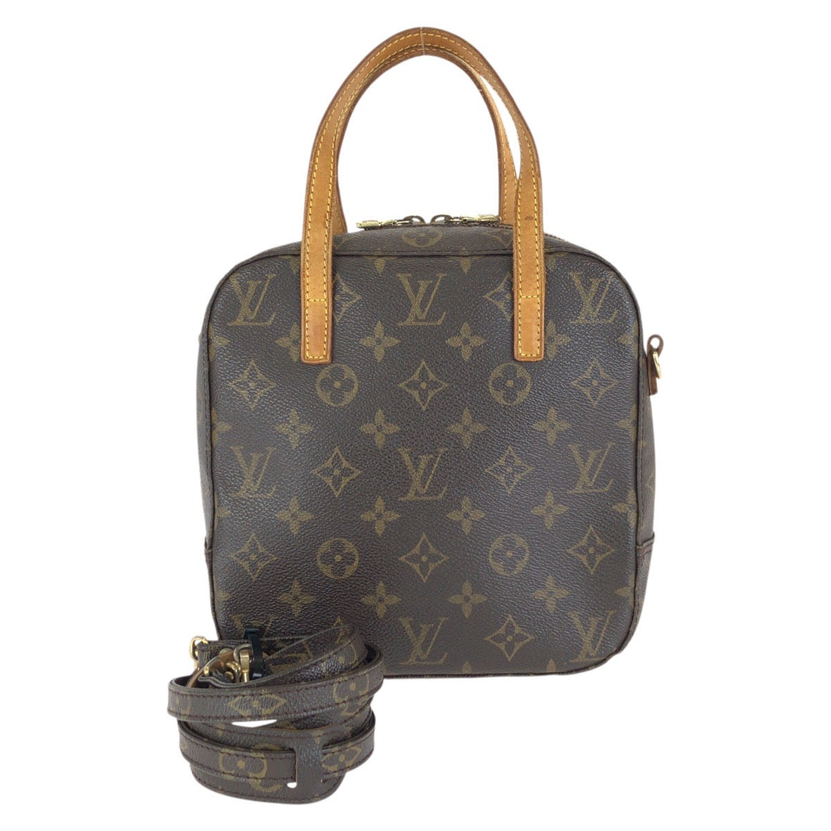 LOUIS VUITTON ルイヴィトン モノグラム スポンティーニ 2way ブラウン ゴールド金具 PVC / レザー M47500 ショルダーバッグ ハンドバッグ レディース BC30