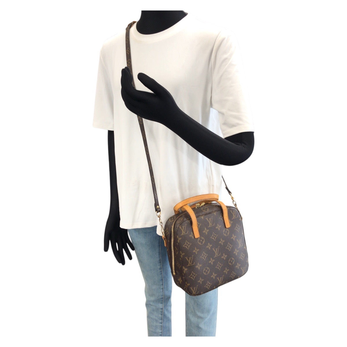 LOUIS VUITTON ルイヴィトン モノグラム スポンティーニ 2way ブラウン ゴールド金具 PVC / レザー M47500 ショルダーバッグ ハンドバッグ レディース BC30