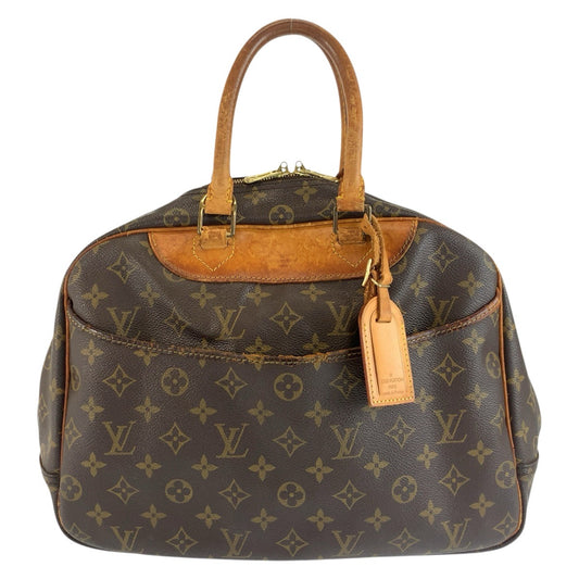 LOUIS VUITTON ルイヴィトン モノグラム ドーヴィル ブラウン ゴールド金具 PVC / レザー M47270 ハンドバッグ ボストンバッグ レディース BC33