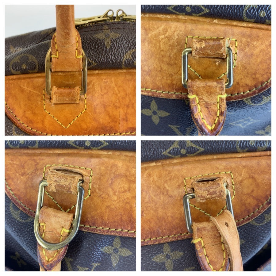 LOUIS VUITTON ルイヴィトン モノグラム ドーヴィル ブラウン ゴールド金具 PVC / レザー M47270 ハンドバッグ ボストンバッグ レディース BC33