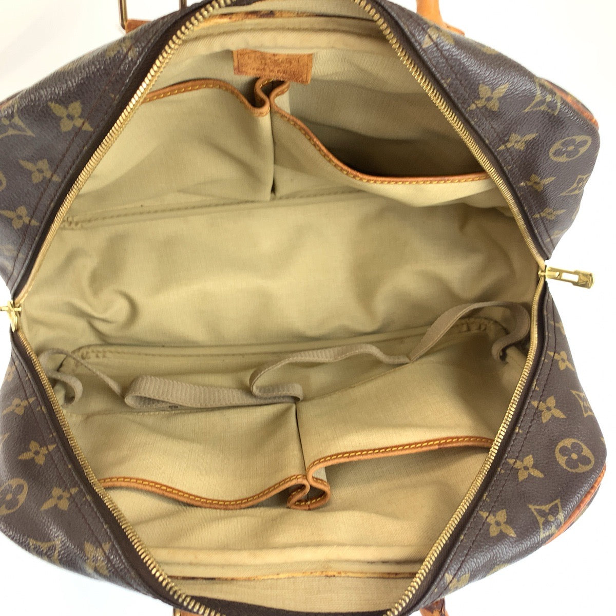 LOUIS VUITTON ルイヴィトン モノグラム ドーヴィル ブラウン ゴールド金具 PVC / レザー M47270 ハンドバッグ ボストンバッグ レディース BC33