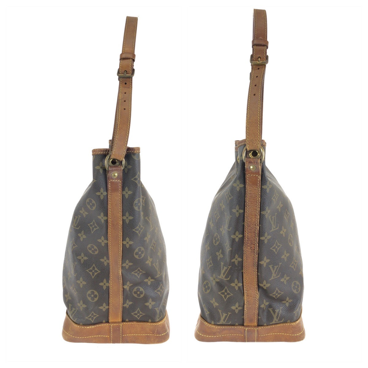 LOUIS VUITTON ルイヴィトン モノグラム ノエ ブラウン ゴールド金具 PVC / レザー M42224 ショルダーバッグ A2刻印 レディース B45