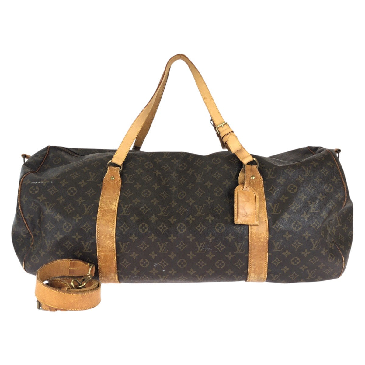 LOUIS VUITTON ルイヴィトン モノグラム サック・ポロション ブラウン ゴールド金具 PVC / レザー M41222 ボストンバッグ トラベルバッグ レディース BC70