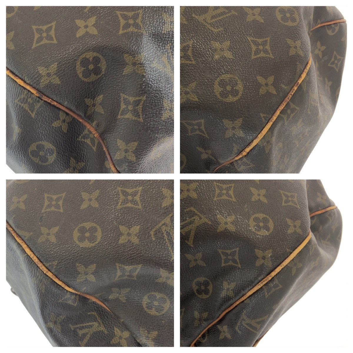 LOUIS VUITTON ルイヴィトン モノグラム サック・ポロション ブラウン ゴールド金具 PVC / レザー M41222 ボストンバッグ トラベルバッグ レディース BC70