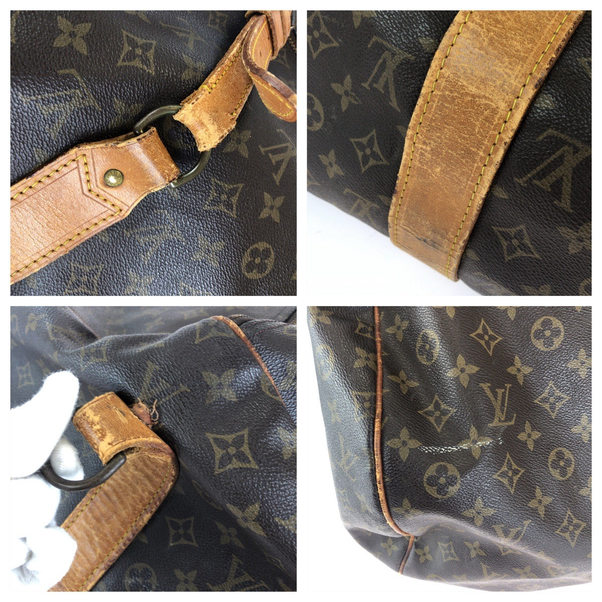 LOUIS VUITTON ルイヴィトン モノグラム サック・ポロション ブラウン ゴールド金具 PVC / レザー M41222 ボストンバッグ トラベルバッグ レディース BC70