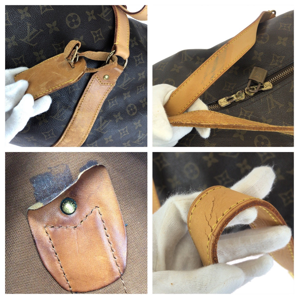 LOUIS VUITTON ルイヴィトン モノグラム サック・ポロション ブラウン ゴールド金具 PVC / レザー M41222 ボストンバッグ トラベルバッグ レディース BC70