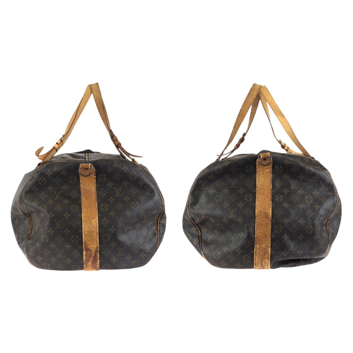 LOUIS VUITTON ルイヴィトン モノグラム サック・ポロション ブラウン ゴールド金具 PVC / レザー M41222 ボストンバッグ トラベルバッグ レディース BC70