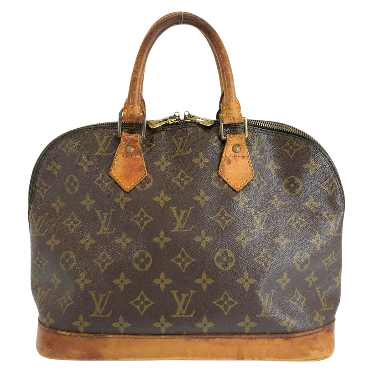 LOUIS VUITTON ルイヴィトン ヴィンテージ モノグラム アルマ ブラウン ゴールド金具 PVC / レザー M51130 ハンドバッグ レディース BC35