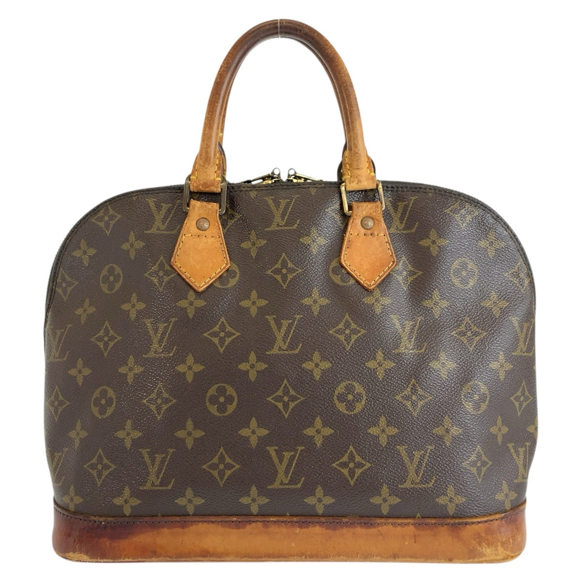 LOUIS VUITTON ルイヴィトン ヴィンテージ モノグラム アルマ ブラウン ゴールド金具 PVC / レザー M51130 ハンドバッグ レディース BC35