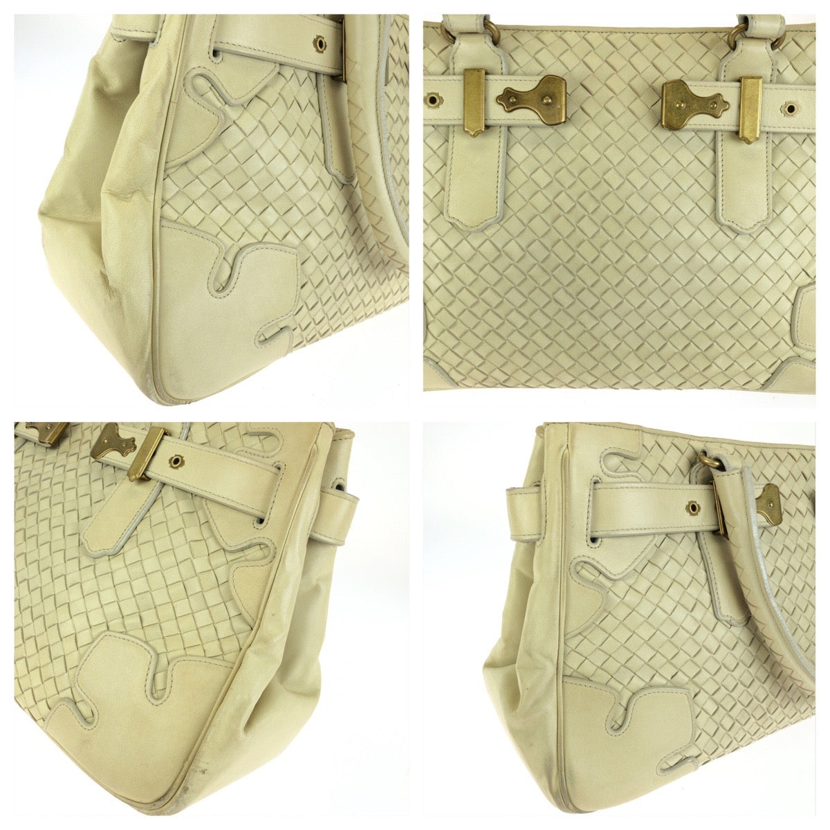 BOTTEGAVENETA ボッテガヴェネタ ヴィンテージ イントレチャート ベージュ ライトベージュ ゴールド金具 レザー 161276 トートバッグ ハンドバッグ レディース B40