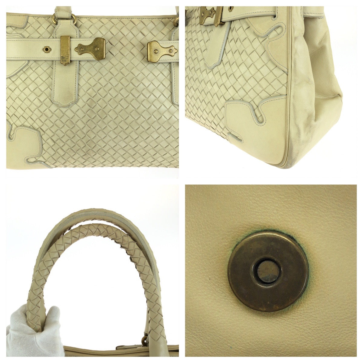 BOTTEGAVENETA ボッテガヴェネタ ヴィンテージ イントレチャート ベージュ ライトベージュ ゴールド金具 レザー 161276 トートバッグ ハンドバッグ レディース B40