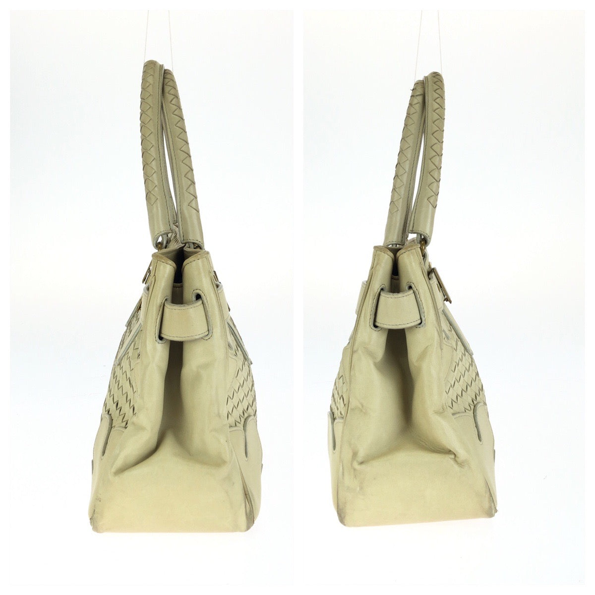 BOTTEGAVENETA ボッテガヴェネタ ヴィンテージ イントレチャート ベージュ ライトベージュ ゴールド金具 レザー 161276 トートバッグ ハンドバッグ レディース B40