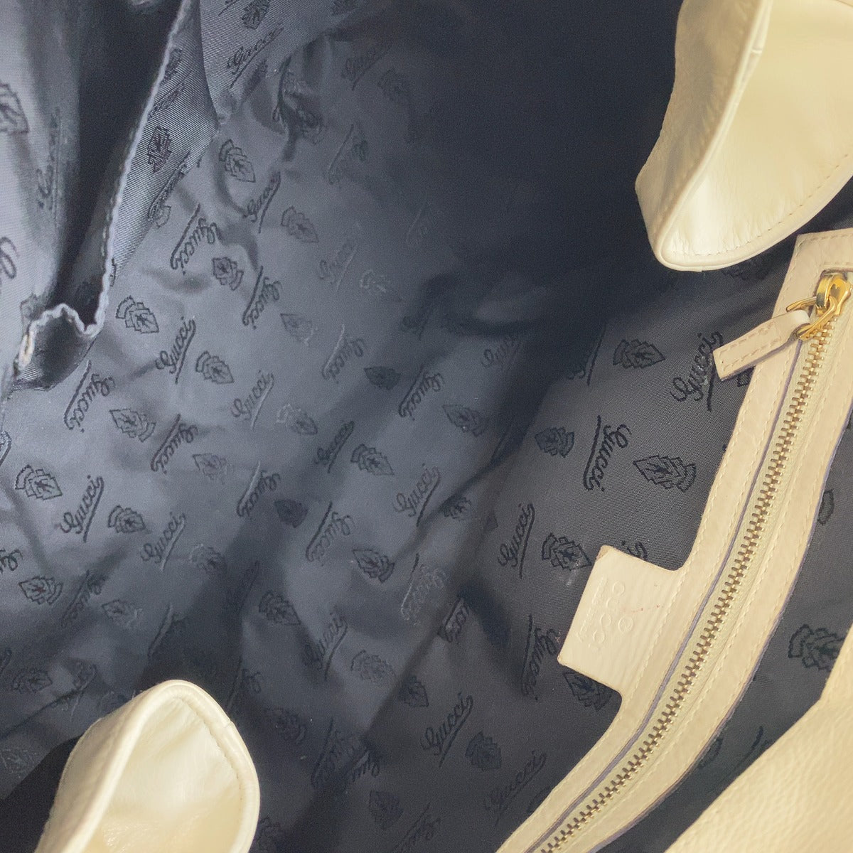 GUCCI グッチ ヒステリア ホワイト クリーム ゴールド レザー ハンドバッグ ミニボストンバッグ レディース B25