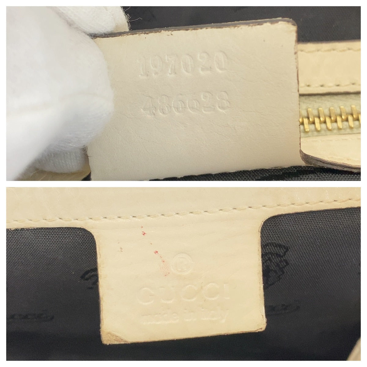 GUCCI グッチ ヒステリア ホワイト クリーム ゴールド レザー ハンドバッグ ミニボストンバッグ レディース B25