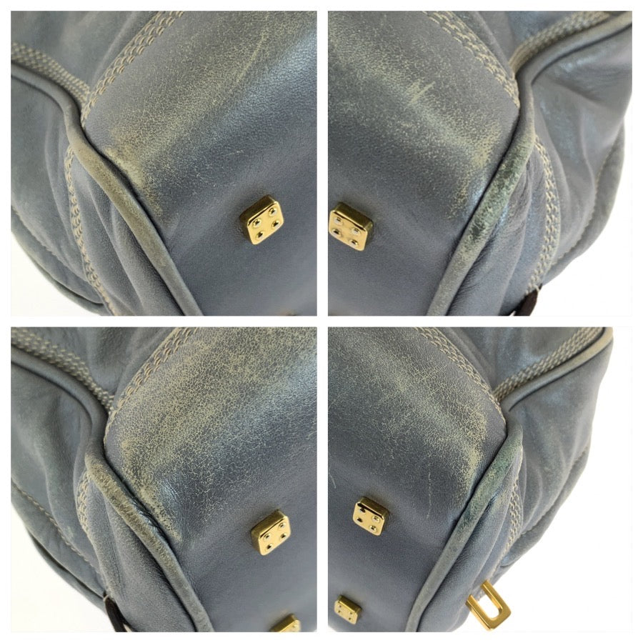 LOEWE ロエベ アナグラム アマソナ28 グレー ゴールド金具 レザー ハンドバッグ レディース B18