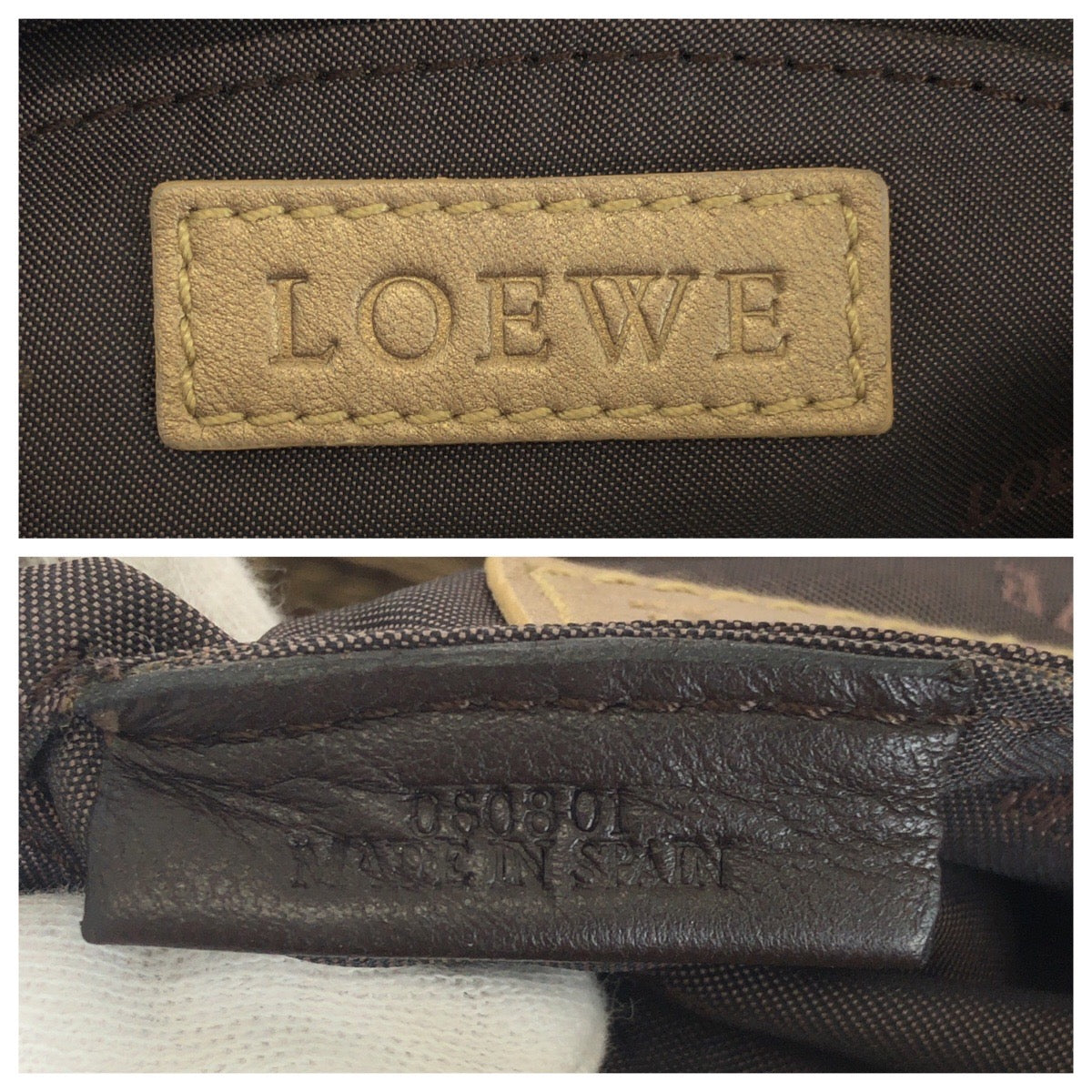 LOEWE ロエベ アナグラム ナッパアイレ 2way ゴールド レザー ショルダーバッグ ハンドバッグ レディース ABP
