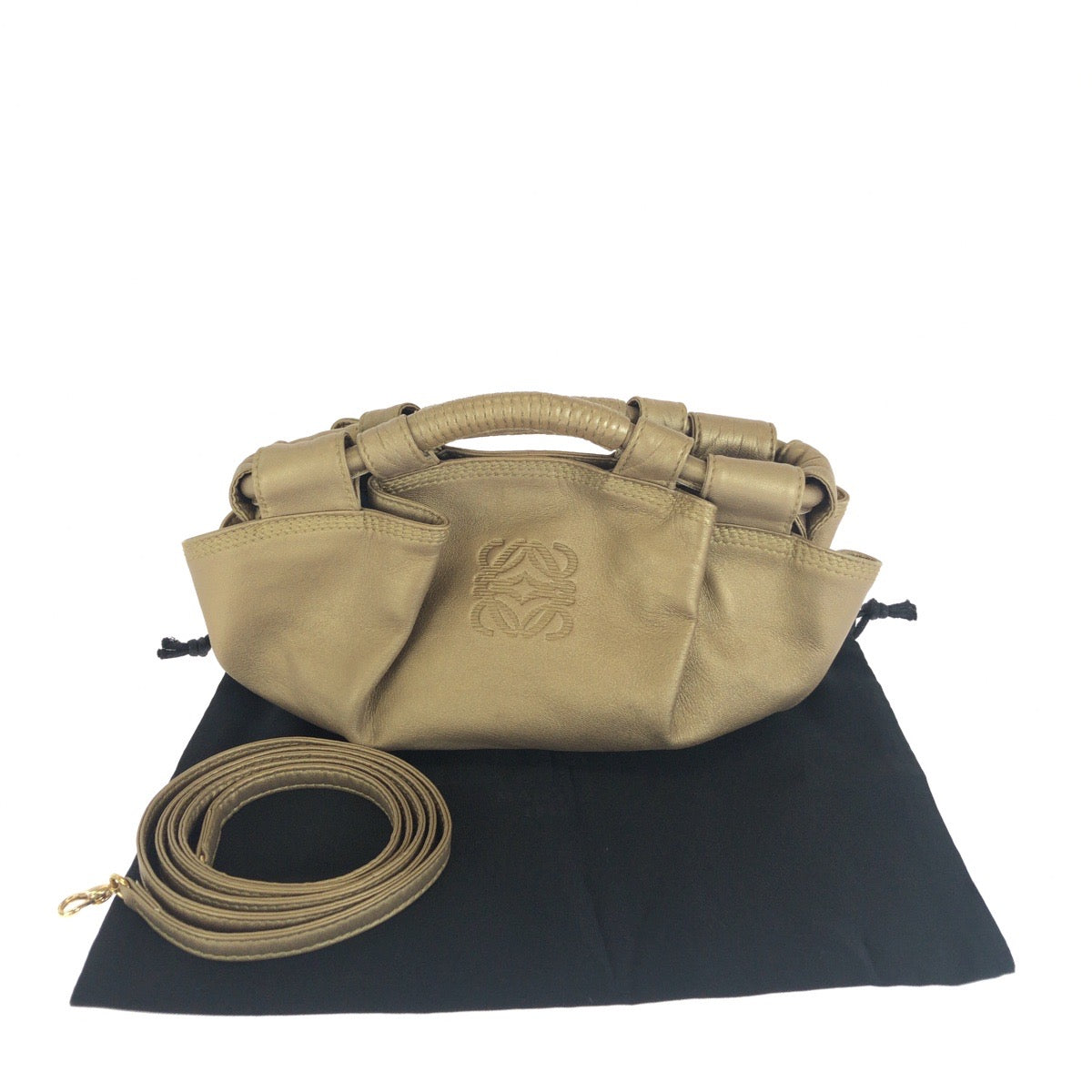 LOEWE ロエベ アナグラム ナッパアイレ 2way ゴールド レザー ショルダーバッグ ハンドバッグ レディース ABP