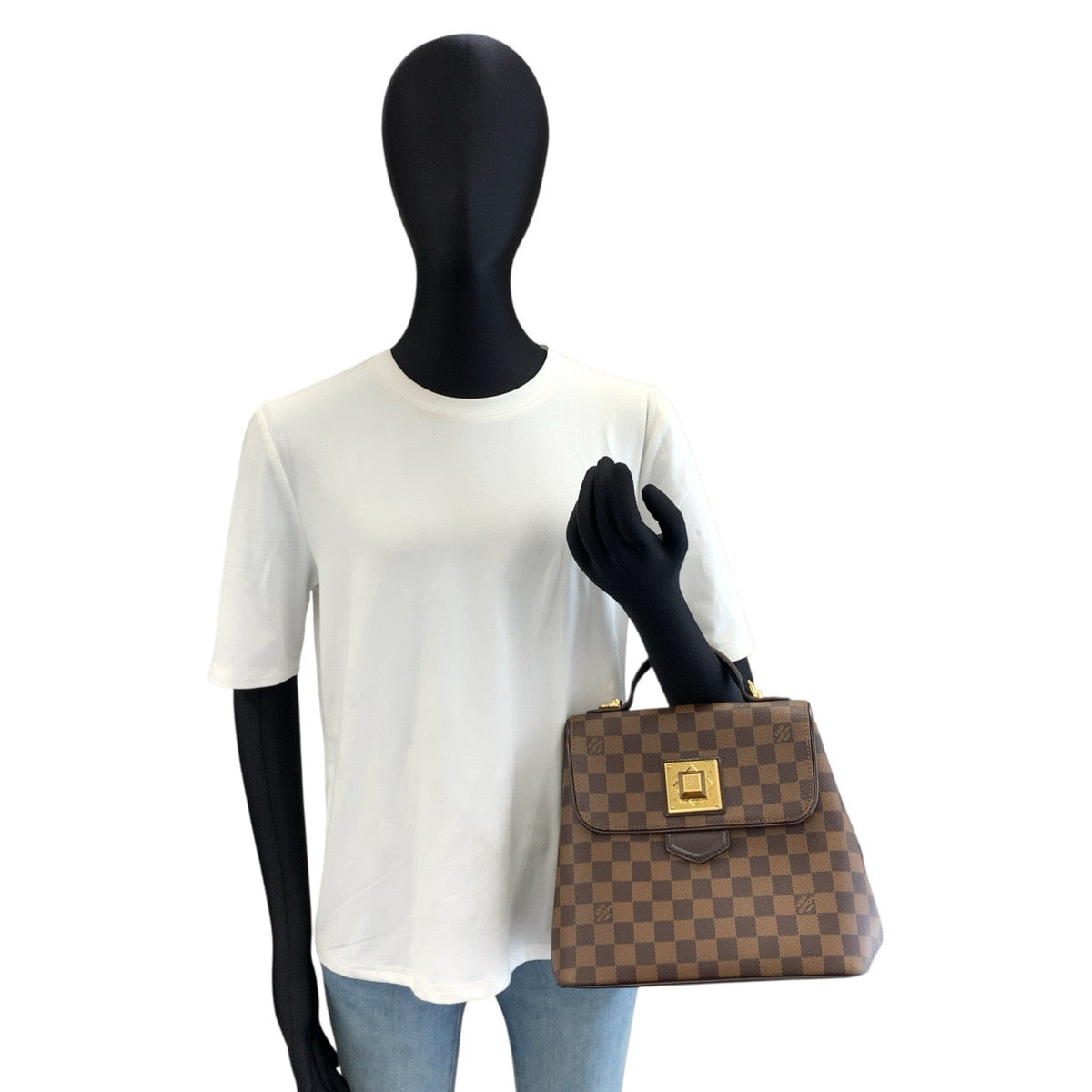 LOUIS VUITTON ルイヴィトン ダミエ ベルガモPM ブラウン ゴールド金具 PVC N41167 ハンドバッグ ショルダーバッグ 2way レディース B80