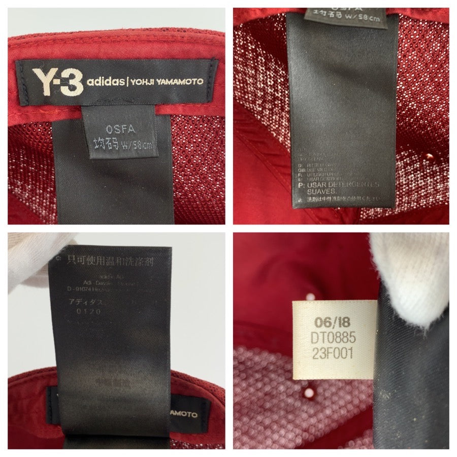 Y-3 ワイスリー 58cm レッド ポリエステル / ポリウレタン キャップ 帽子 男女兼用 メンズ B10