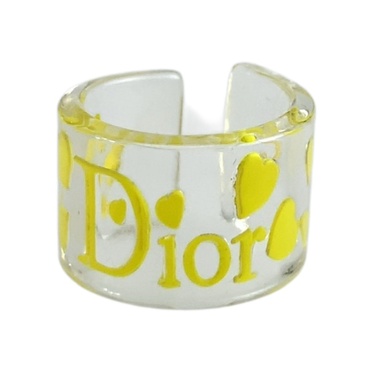 Christian Dior クリスチャンディオール ヴィンテージ ハート イエロー プラスチック / アクリル リング 指輪 13号 レディース ABP10