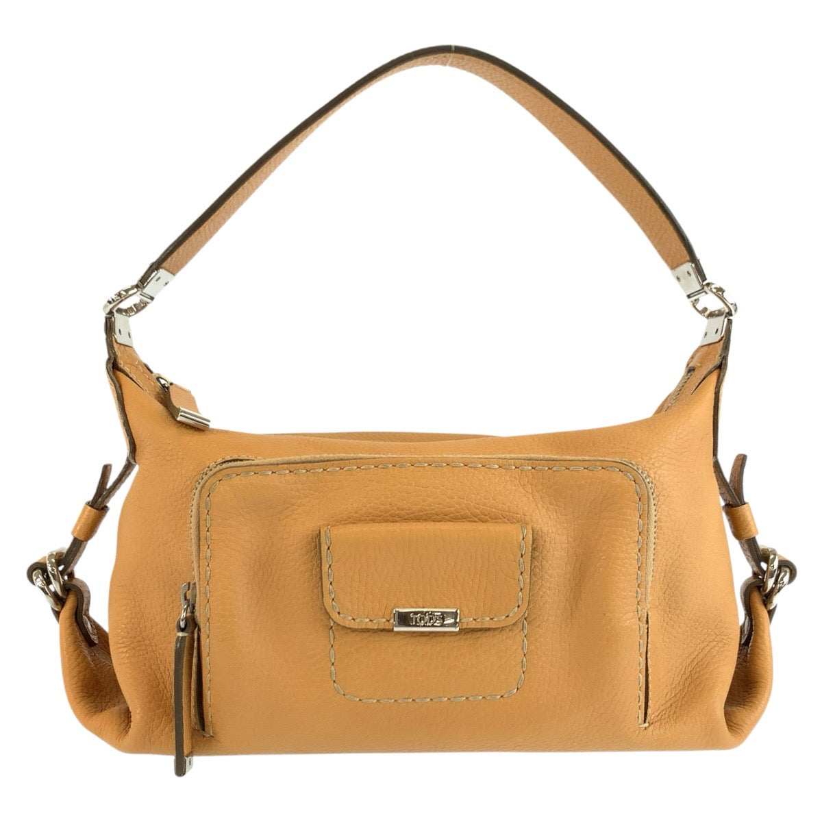 TOD’S トッズ ベージュ シルバー金具 レザー ショルダーバッグ ハンドバッグ レディース ABP19