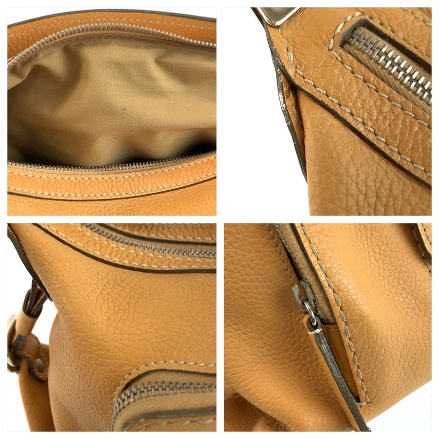 TOD’S トッズ ベージュ シルバー金具 レザー ショルダーバッグ ハンドバッグ レディース ABP19