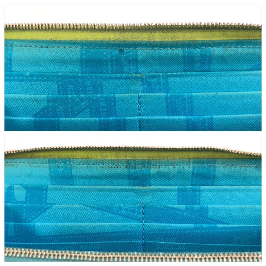 HERMES エルメス アザップロングシルクイン グリーン ブルー シルバー金具 ヴォーエプソン 長財布 ロングウォレット □O刻印 レディース B30