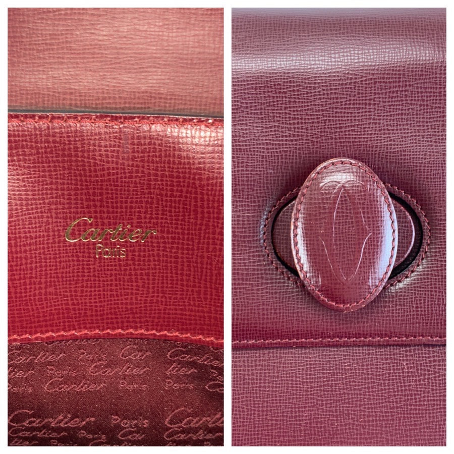CARTIER カルティエ マストライン ワインレッド ボルドー ゴールド金具 レザー ショルダーバッグ レディース B30
