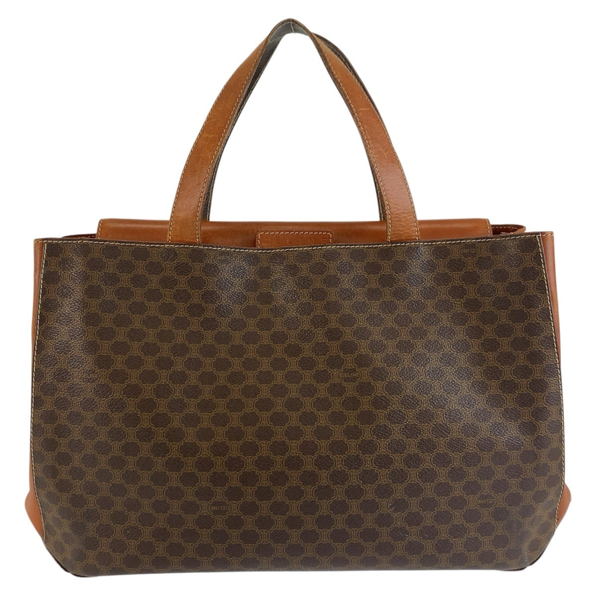CELINE セリーヌ ヴィンテージ マカダム ブラウン PVC / レザー MC99/1 トートバッグ ハンドバッグ レディース B15