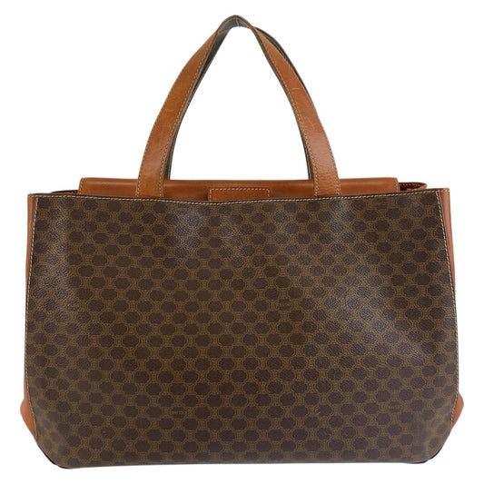 CELINE セリーヌ ヴィンテージ マカダム ブラウン PVC / レザー MC99/1 トートバッグ ハンドバッグ レディース B15