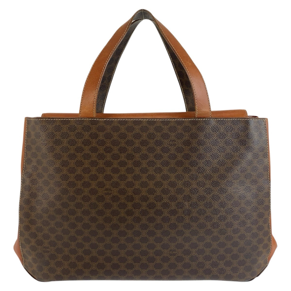 CELINE セリーヌ ヴィンテージ マカダム ブラウン PVC / レザー MC99/1 トートバッグ ハンドバッグ レディース B15