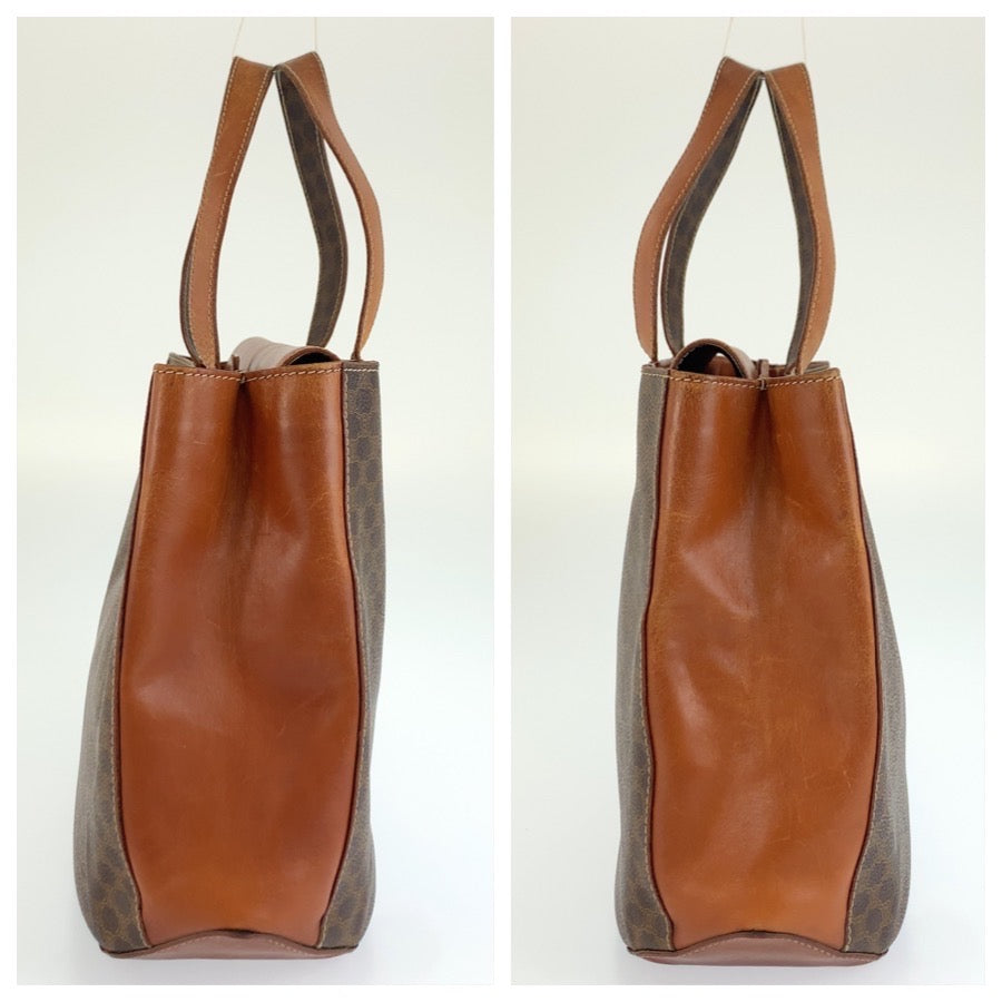 CELINE セリーヌ ヴィンテージ マカダム ブラウン PVC / レザー MC99/1 トートバッグ ハンドバッグ レディース B15