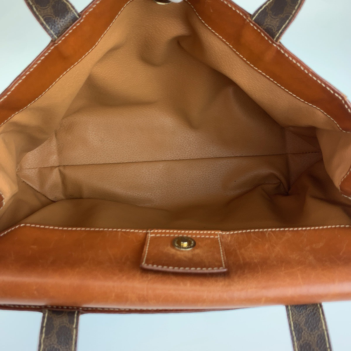 CELINE セリーヌ ヴィンテージ マカダム ブラウン PVC / レザー MC99/1 トートバッグ ハンドバッグ レディース B15