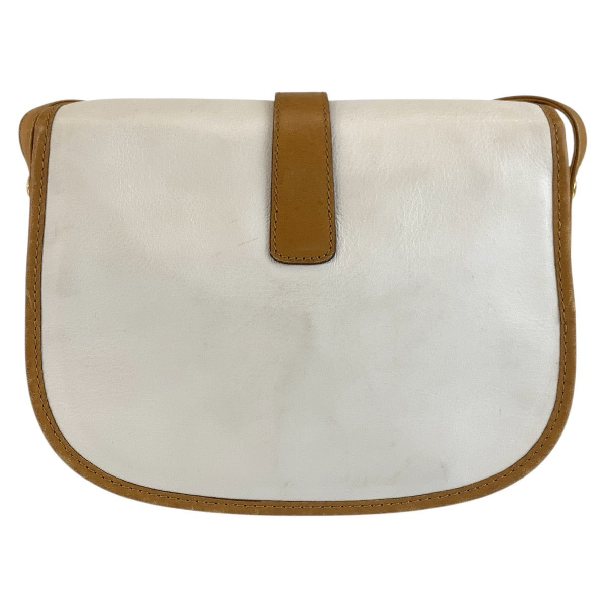 CELINE セリーヌ ヴィンテージ ホワイト ブラウン ゴールド金具 レザー M06 ショルダーバッグ ポシェット レディース B18
