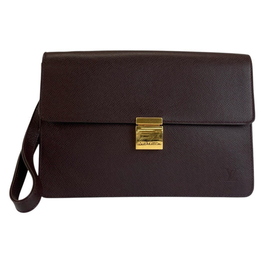 LOUIS VUITTON ルイヴィトン タイガ セレンガ アカジュー ブラウン ゴールド金具 レザー M30786 クラッチバッグ セカンドバッグ メンズ ABP19
