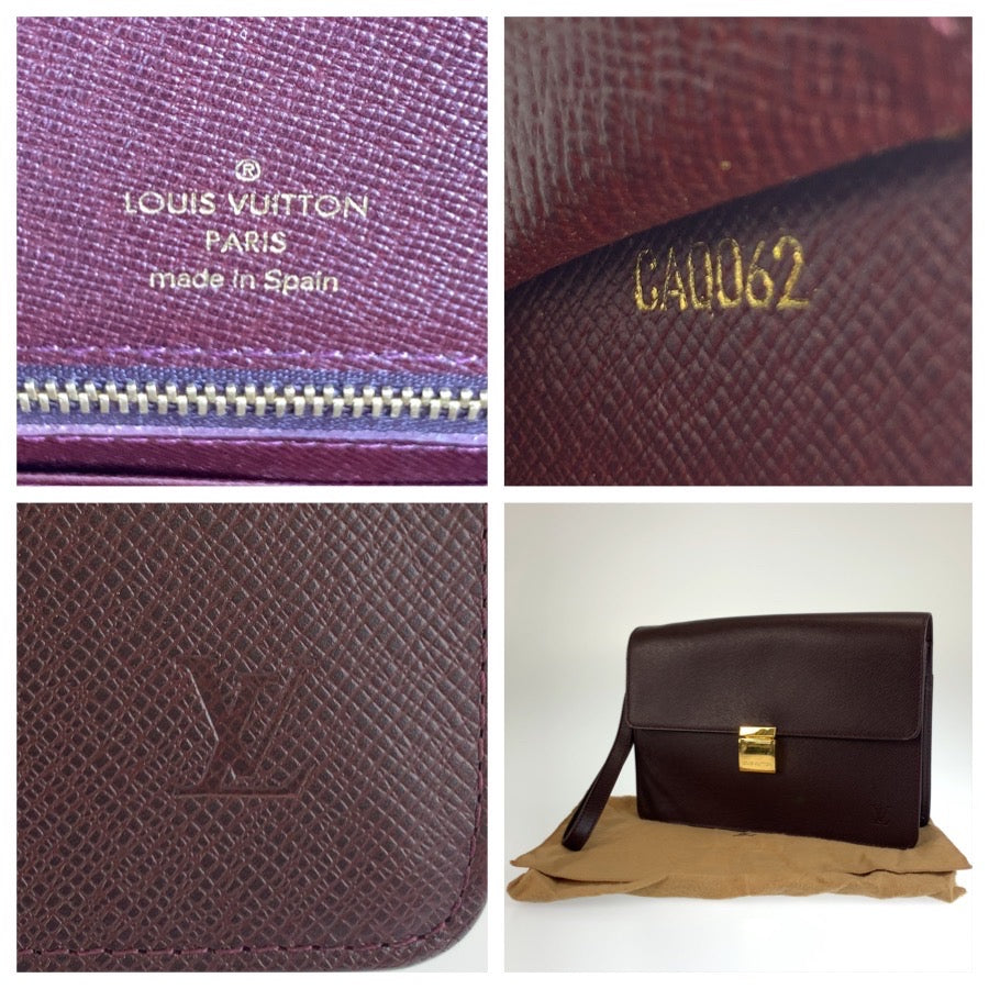 LOUIS VUITTON ルイヴィトン タイガ セレンガ アカジュー ブラウン ゴールド金具 レザー M30786 クラッチバッグ セカンドバッグ メンズ ABP19