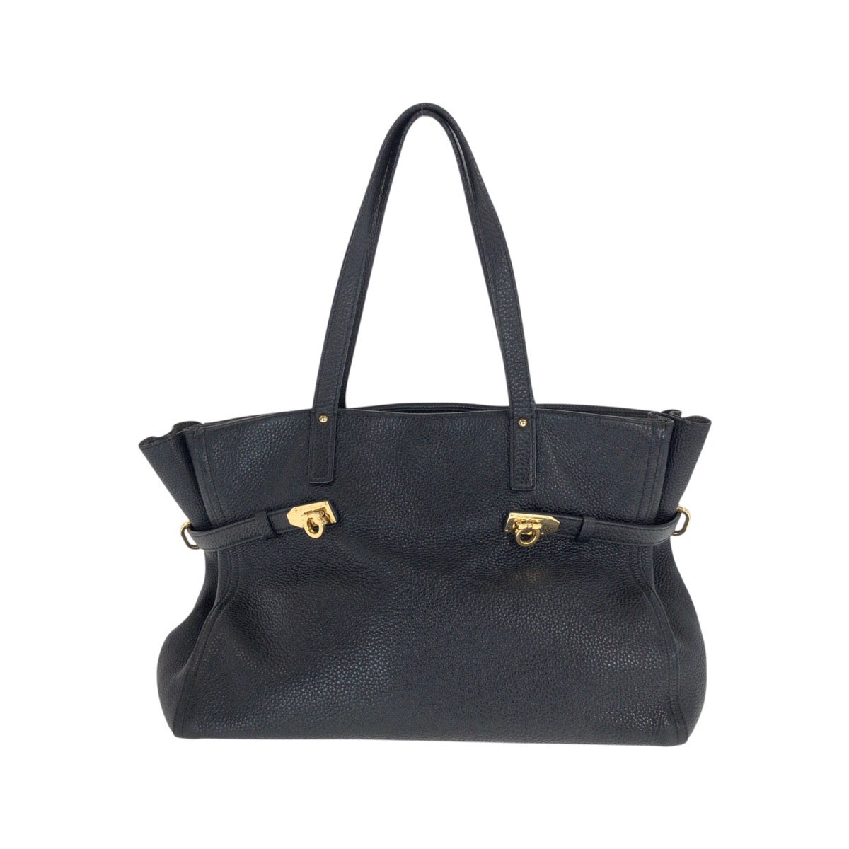 Salvatore Ferragamo サルヴァトーレフェラガモ ネンシア ブラック 黒 ゴールド金具 レザー GU-21F074 トートバッグ ショルダーバッグ レディース ABP23