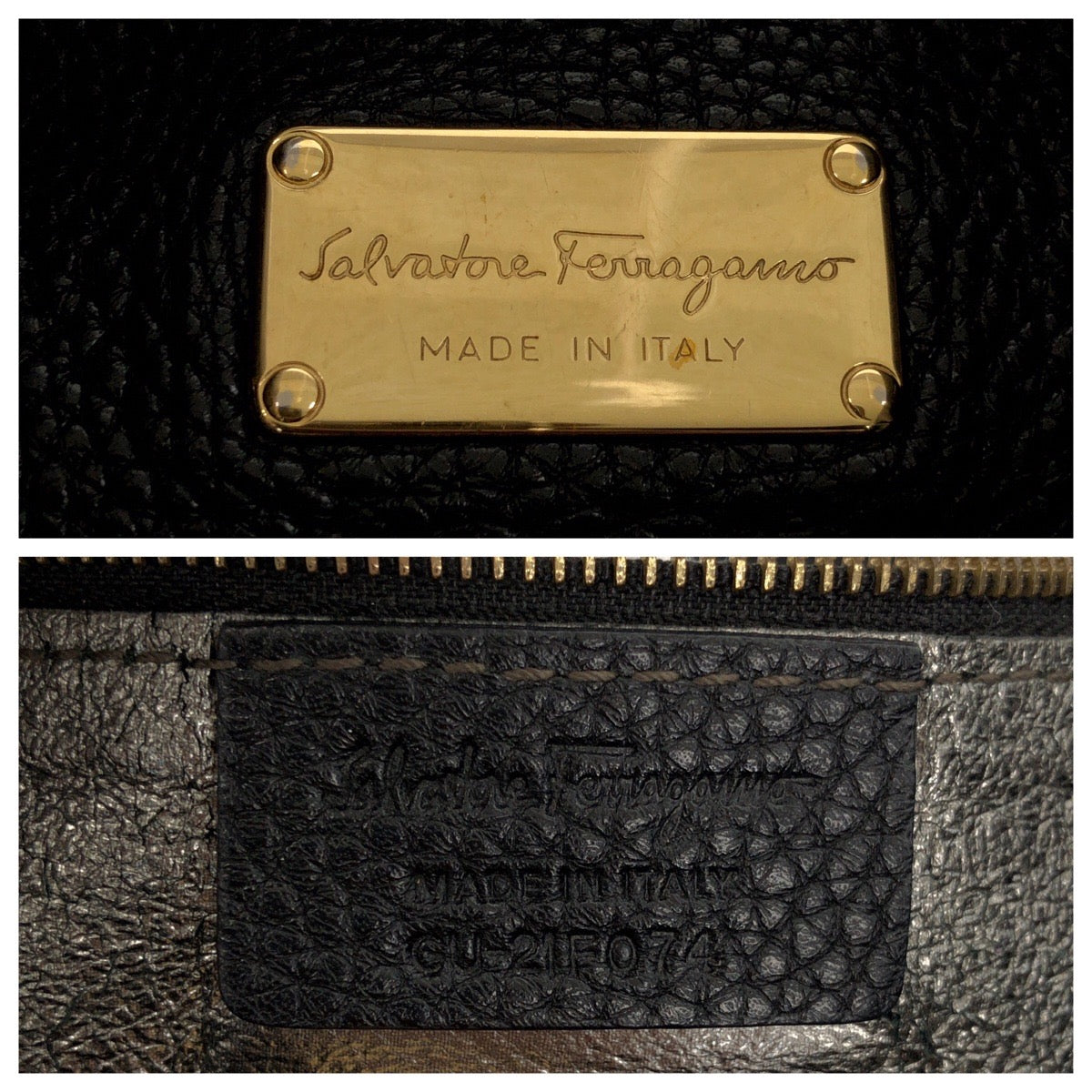 Salvatore Ferragamo サルヴァトーレフェラガモ ネンシア ブラック 黒 ゴールド金具 レザー GU-21F074 トートバッグ ショルダーバッグ レディース ABP23