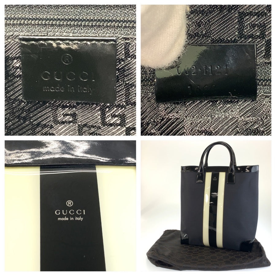 GUCCI グッチ シェリーライン ブラック 黒 キャンバス / パテントレザー 002 1121 トートバッグ ハンドバッグ レディース AB30