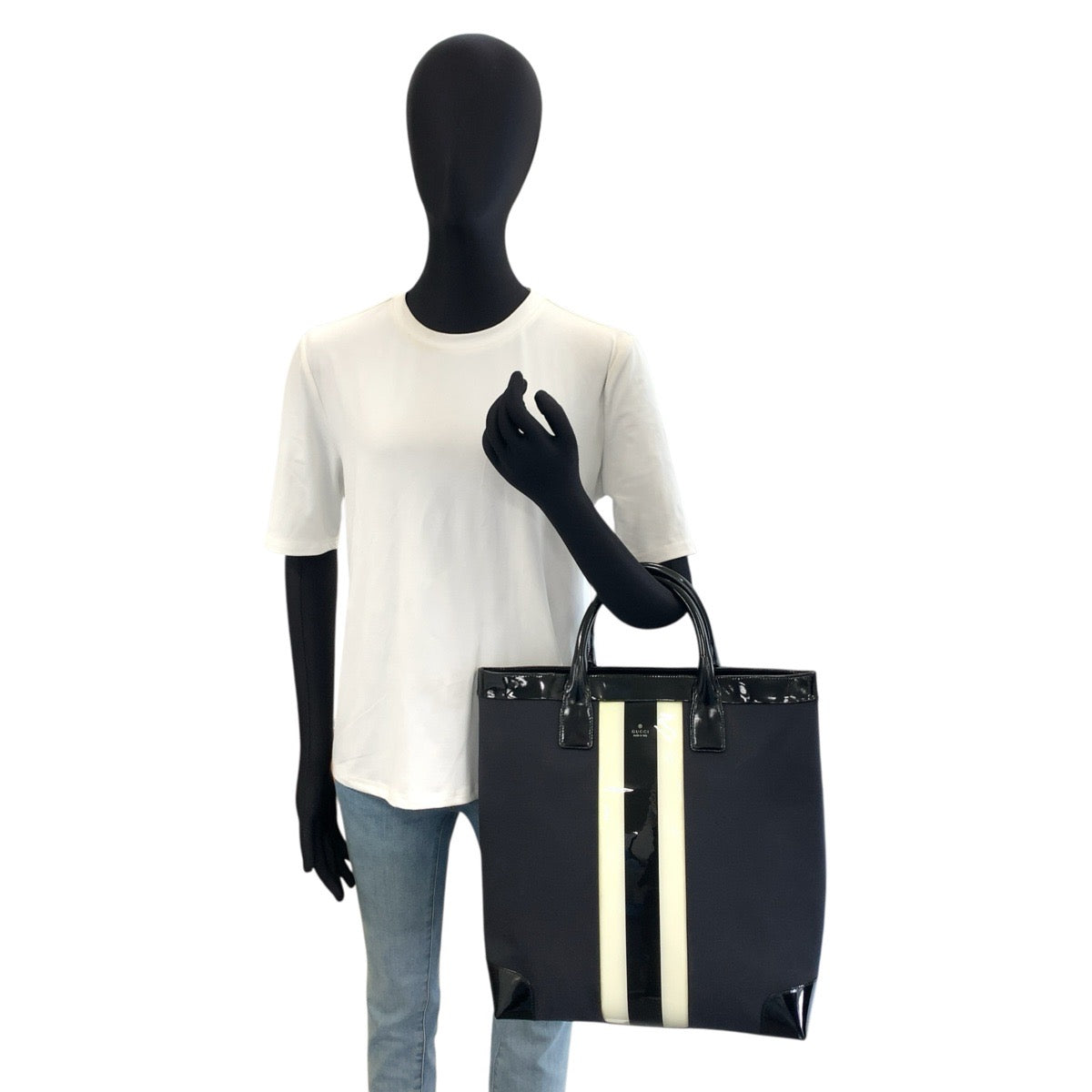 GUCCI グッチ シェリーライン ブラック 黒 キャンバス / パテントレザー 002 1121 トートバッグ ハンドバッグ レディース AB30
