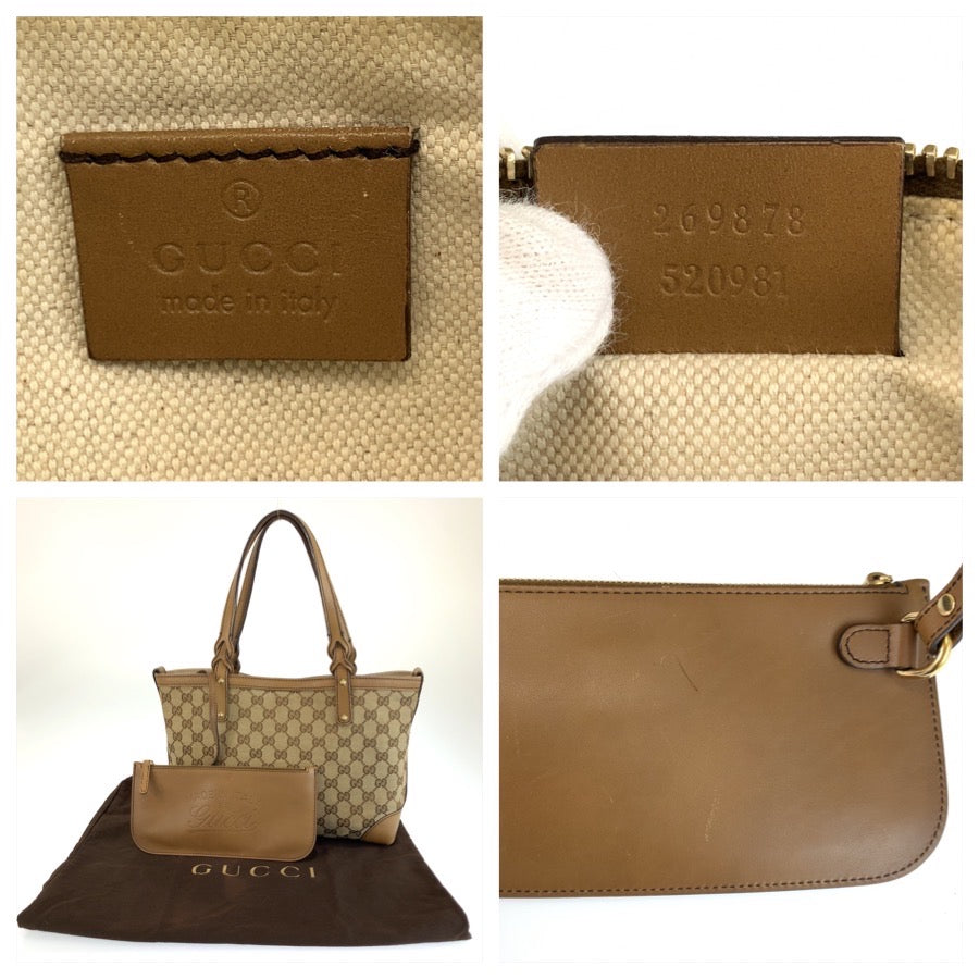 GUCCI グッチ ブラウン ベージュ ゴールド金具 GGキャンバス / レザー 269878 トートバッグ ハンドバッグ レディース AB44