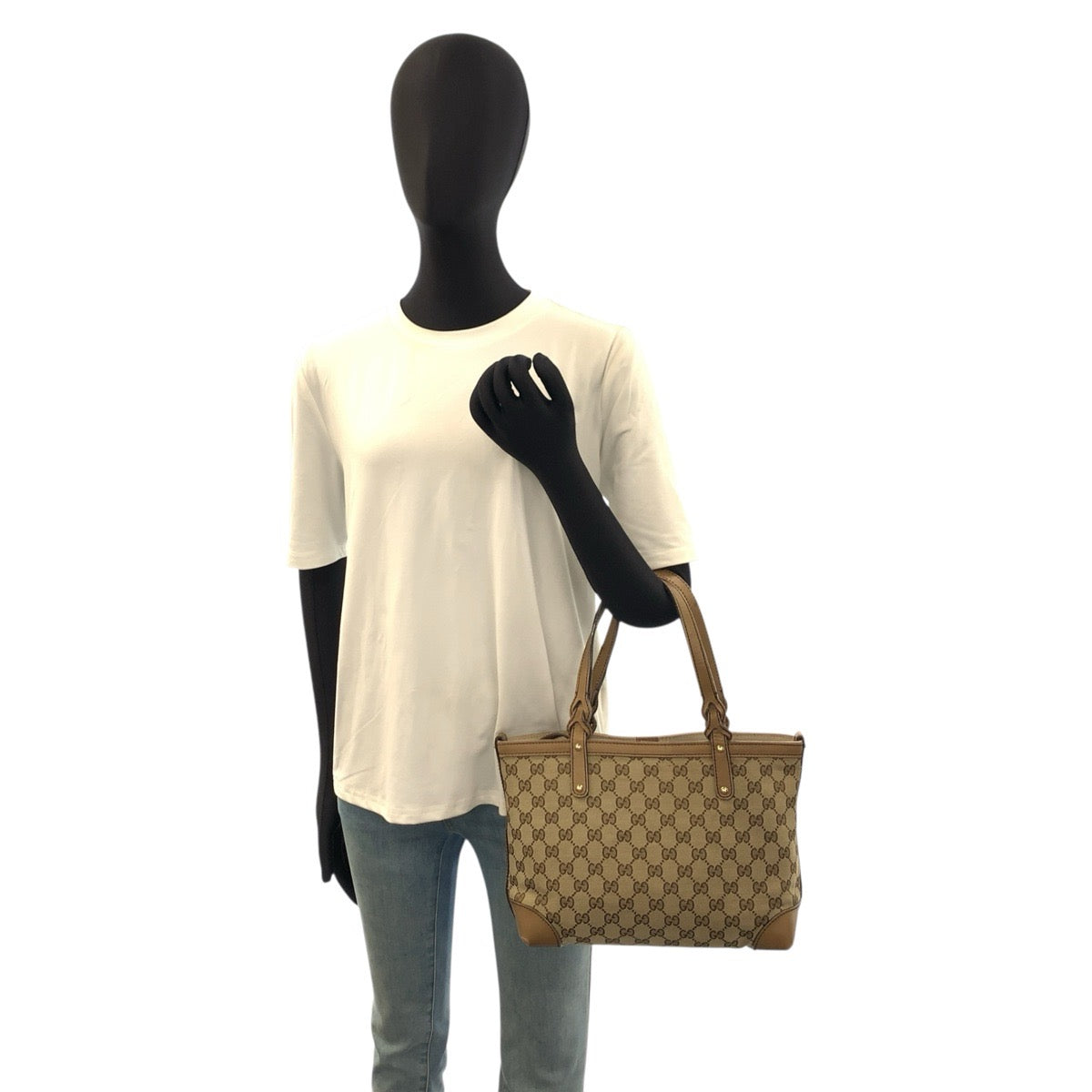 GUCCI グッチ ブラウン ベージュ ゴールド金具 GGキャンバス / レザー 269878 トートバッグ ハンドバッグ レディース AB44