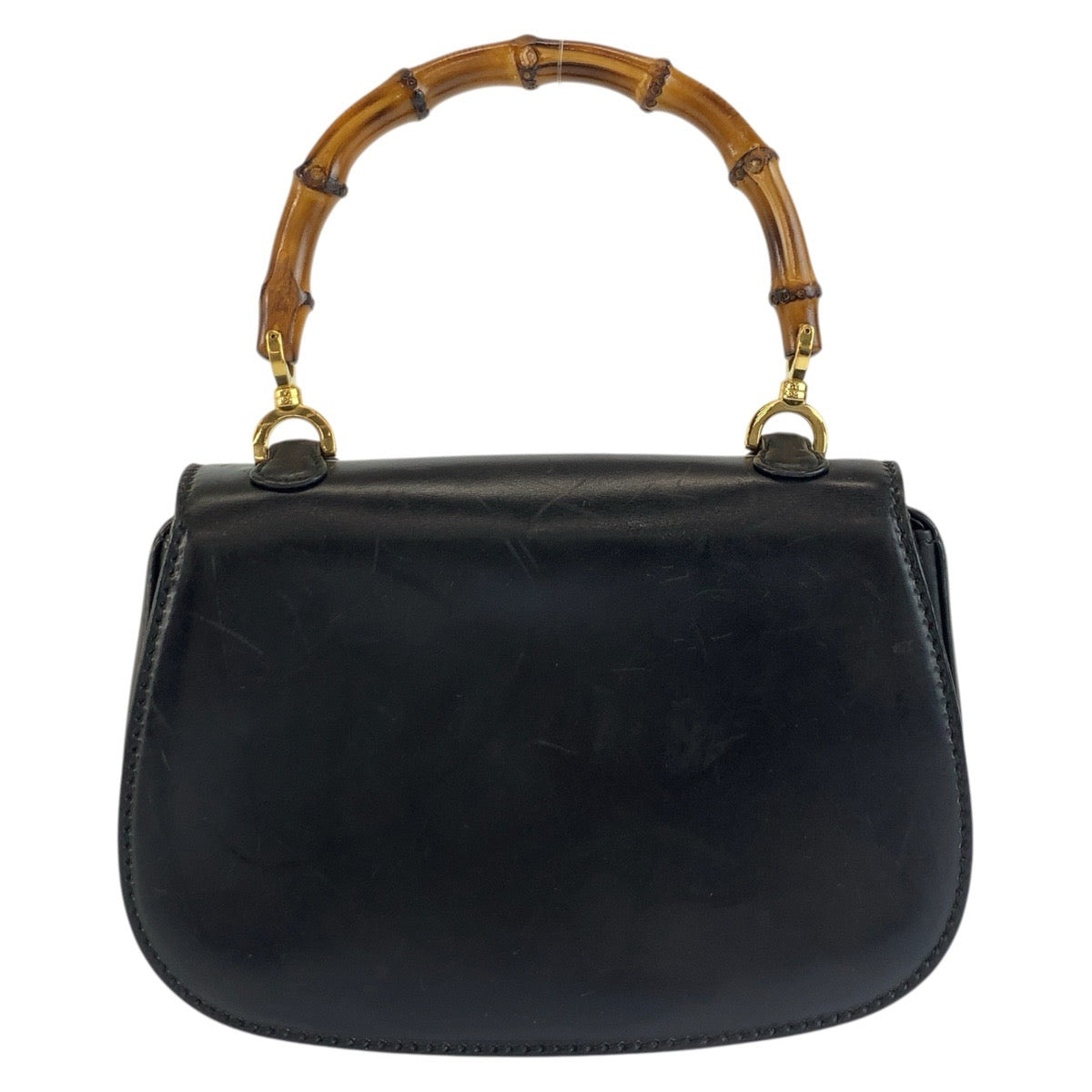 GUCCI グッチ ヴィンテージ バンブー ブラック ゴールド金具 レザー 000 46 0188 ハンドバッグ レディース AB93