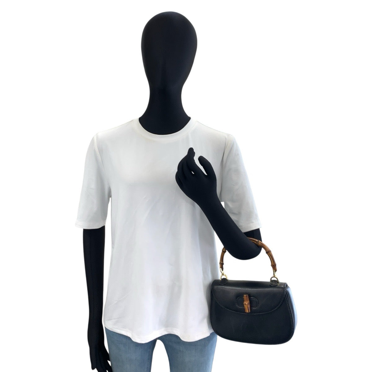 GUCCI グッチ ヴィンテージ バンブー ブラック ゴールド金具 レザー 000 46 0188 ハンドバッグ レディース AB93