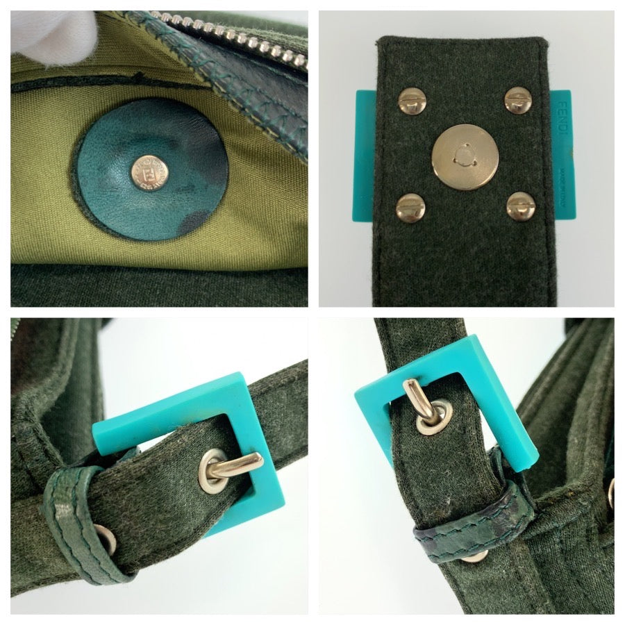 FENDI フェンディ マンマバケット グリーン キャンバス 2348 267220 09 ショルダーバッグ レディース B80