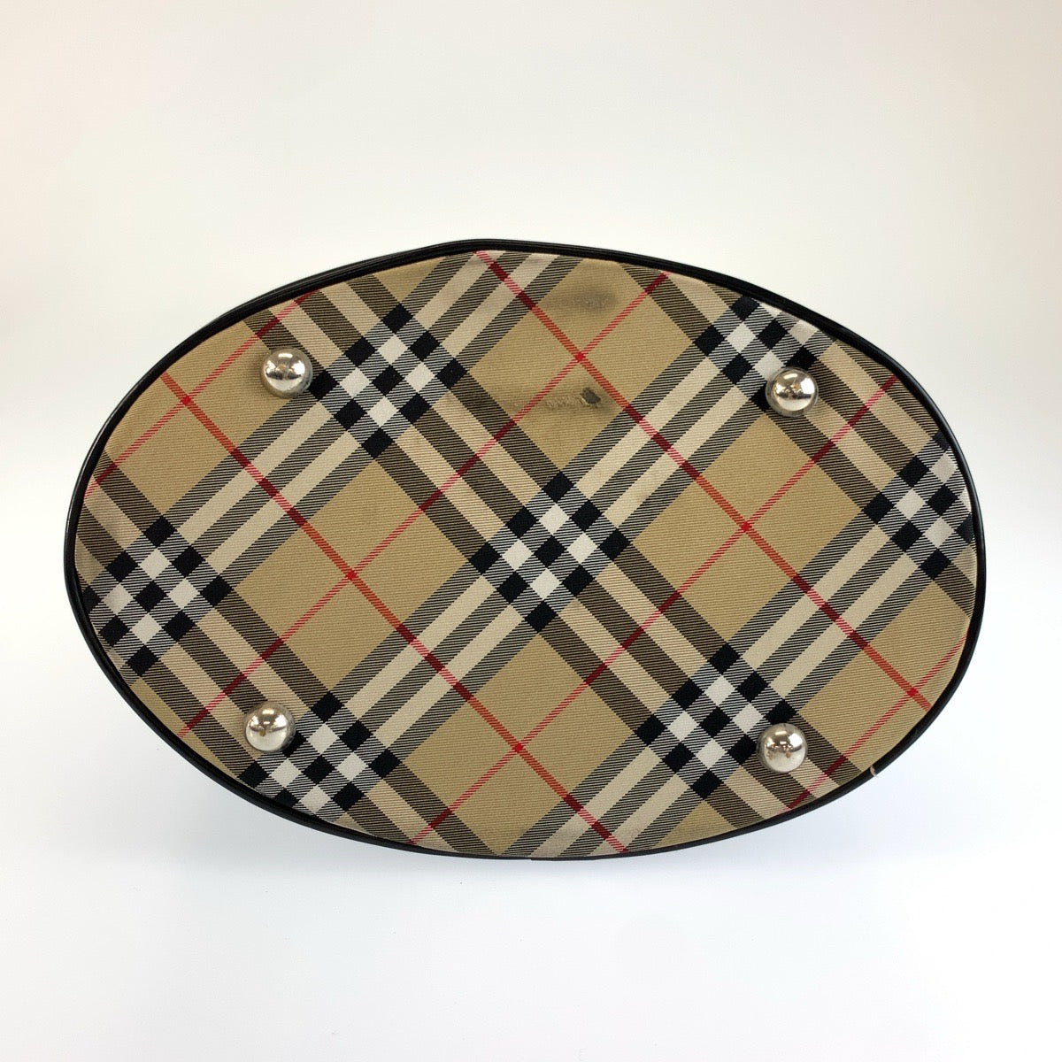 BURBERRY BLUE LABEL バーバリーブルーレーベル チェック柄 ブラック 黒 シルバー金具 ナイロン / レザー トートバッグ ショルダーバッグ レディース B23
