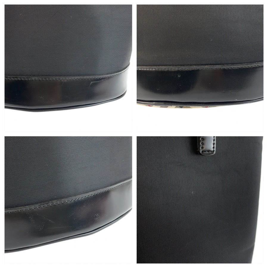 BURBERRY BLUE LABEL バーバリーブルーレーベル チェック柄 ブラック 黒 シルバー金具 ナイロン / レザー トートバッグ ショルダーバッグ レディース B23